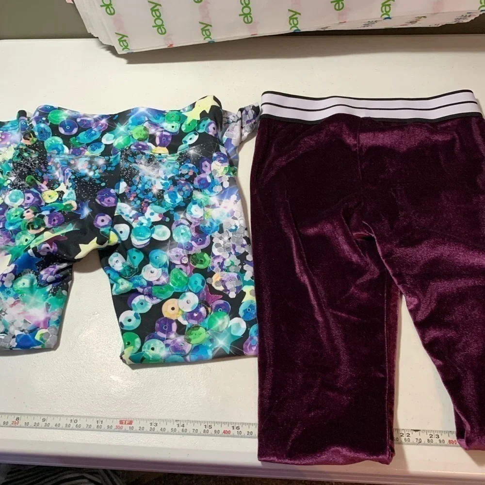New Justice leggings lot of 2 pairs velour size 8